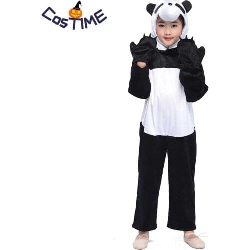 Child Panda Costume Kids Animal Onesies Pajamas Funny Little Panda Jumpsuit Fancy Dress Fleece Toddlers Size Halloween Costumes