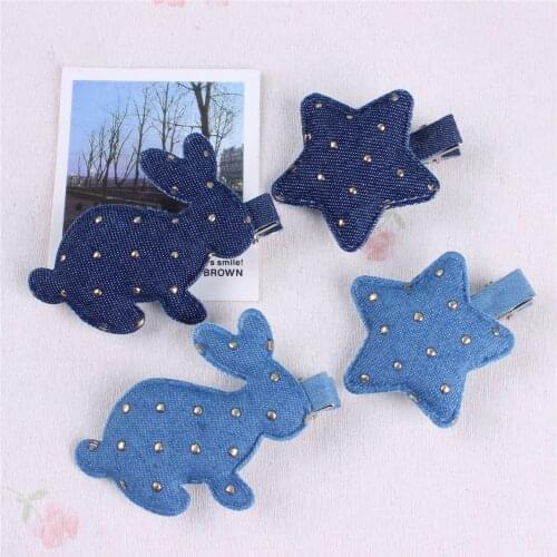 Denim Bowknot Brazilian Style Baby Girls Hair Pins Baby Hair Accessories Kid Hairclip Children Barrettes Rabbit Star Hairclips