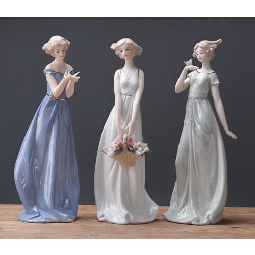 Europe Ceramic Angel Art Woman Sculpture Fairy Beauty Body Figurine Desk Decoration Home Crafts