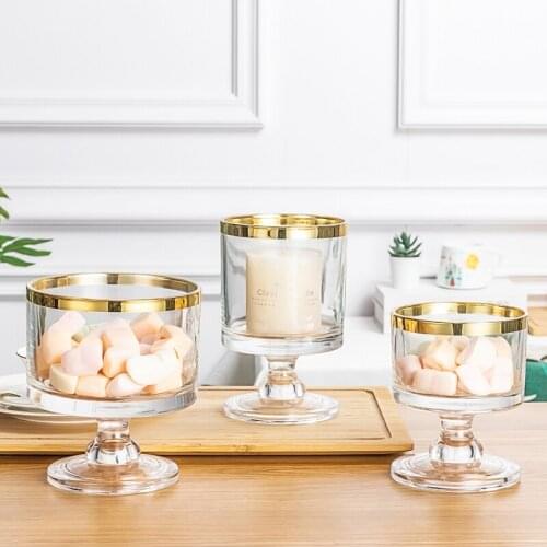 European Transparent Candy Jar Creative High Foot Cake Stand Fruit Salad Glass Container Household Food Storage Bottle Tank