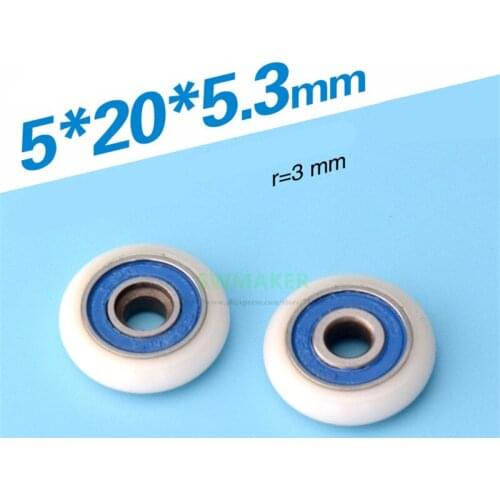 10pcs 5*20*5.3mm bathroom wheel, single-wheel for shower room, for M5 countersunk screw, pom, rust-proof and waterproof