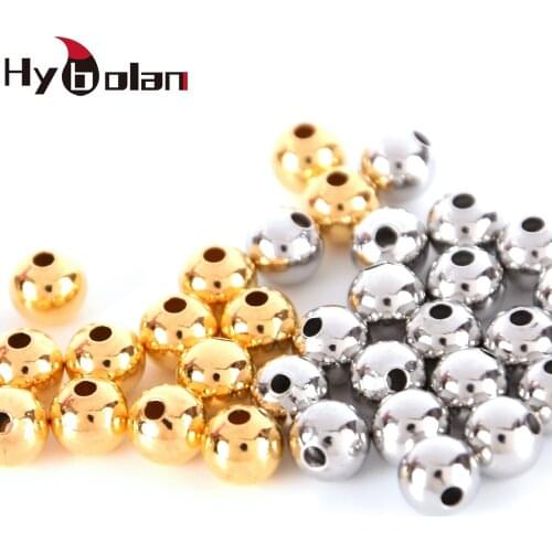 HYBOLAN Metal Copper fishing beads Round Gold/silver 2/2.4/3/4/5/6mm Bass Bait Fishing Lure DIY accessories tool 50-100pcs/pack