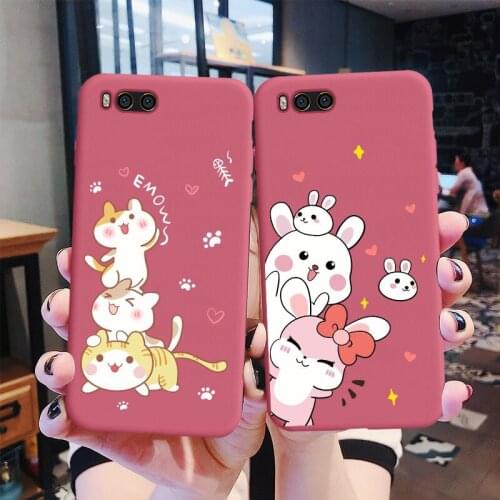 Lovely Funda For Xiaomi Mi 6 case xiaomi mi6 Back Cover Silicone Cat Rabbit Cute For xiaomi mi 6 Cover Hawthorn Red Anime Soft
