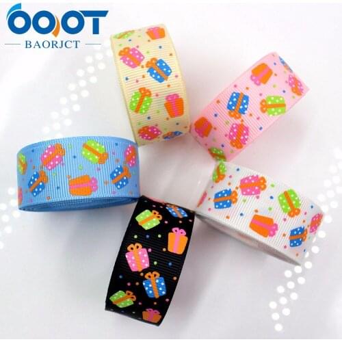 OOOT BAORJCT 175064 22mm 10yard Cartoon Ribbons Thermal transfer Printed grosgrain Wedding Accessories DIY handmade material