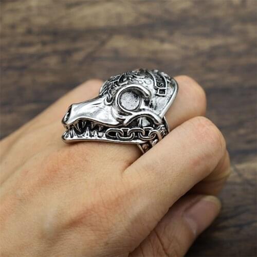 MORIOR INVICTUS Ring Domineering Punk Dinosaur Head Mens Rings For Boyfriend Jewelry Gifts