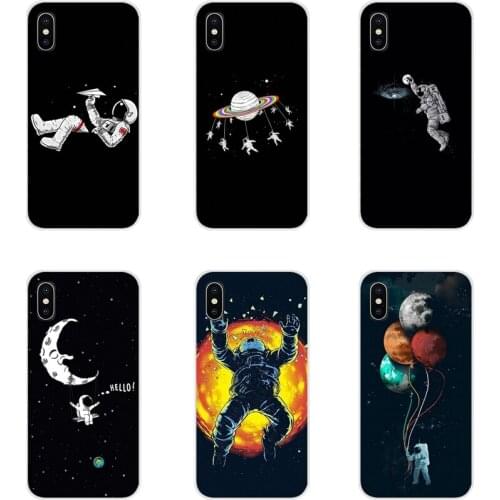 Transparent Soft Cases Covers cool art Astronaut Space Moon For Xiaomi Redmi 4A S2 Note 3 3S 4 4X 5 Plus 6 7 6A Pro Pocophone F1