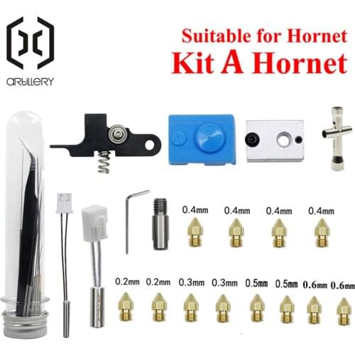 Artillery 3D Extruder Hornet Silicone Nozzle Kit Heat Block Throat Heat Pipe And Thermistor Idler Arm