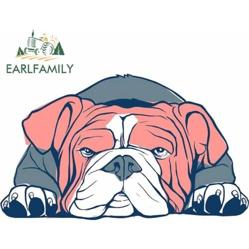 EARLFAMILY 13cm x 7.7cm for English Bulldog Car Accessories Stickers Personality Decal Waterproof Sunscreen For JDM SUV RV