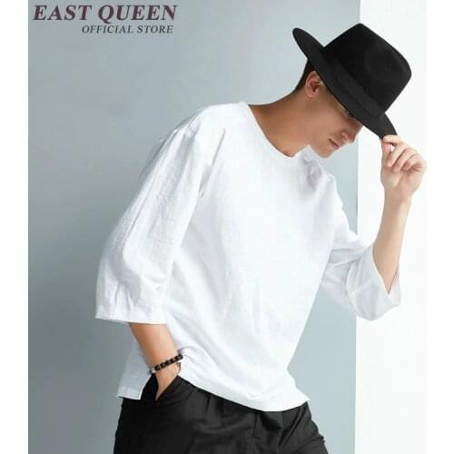 Latest mens fashion shirts cotton linen cloth mens white linen shirt soild color traditional chinese clothing for men KK913 HQ