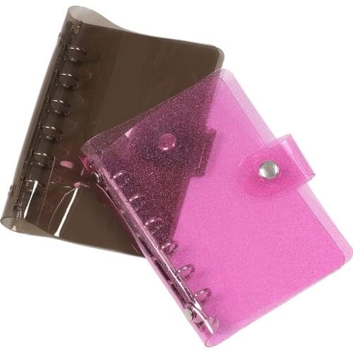 A6 PVC Black Rainbow Loose Leaf Binder Black Pink Notebook Diary Cover Notepad Planner Clip Note Book Journal Planner Office