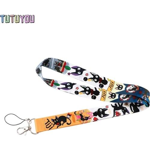 PC3002 Anime Black Cat Creative Lanyard Badge ID Lanyards Mobile Phone Rope Key Lanyard Neck Straps Accessories For Kid