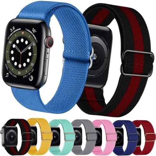 Solo Loop Strap for Apple watch band 44mm 40mm 38mm 42mm Adjustable Elastic nylon Sport bracelet apple Watch series 6 SE 5 4 3