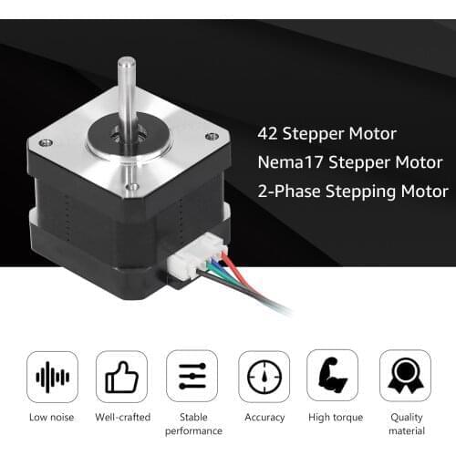Rtelligent Nema 17 Stepper Motor 38mm 42motor Nema17 42BYGH 42N.cm (59.5oz.in) 4 lead stepper motor for 3D Printer Printing XYZ