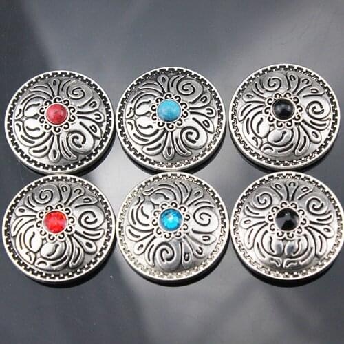 DIY leather craft vintage silver color fake colorful diamond stone inlay design wallet decoration screws button 10pcs/lot