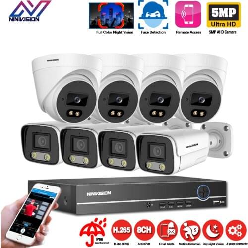 5MP 1080P Colorful Night Vision CCTV System Outdoor Waterproof Video Surveillance System 8CH DVR Security Camera System Kit