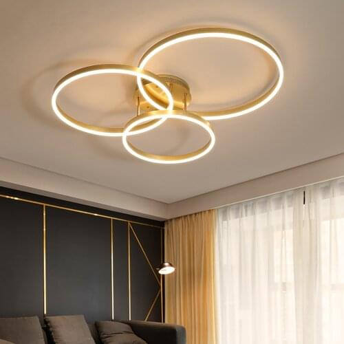 Modern led celing lights luxury gold drop light for living room bedroom round Acrylic Aluminum lamps fiexture ceiling lamps