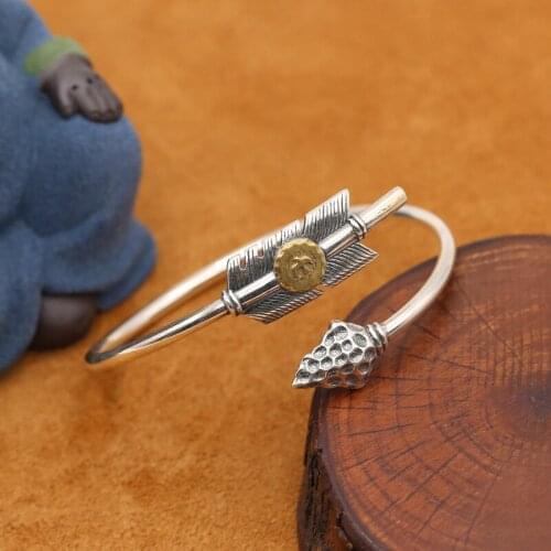Starfield S925 Sterling Silver Jewelry Simple Takahashi Feather Creative Indian Bow Arrow Personality Men Women Bangles