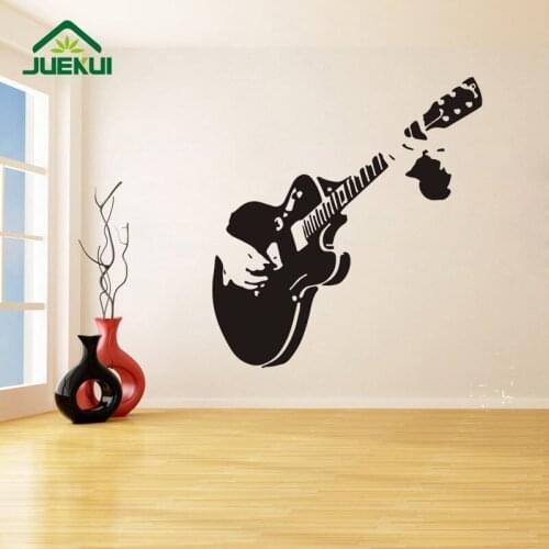 Guitar Pattern Vintage Style Wall Stickers Removable Design for Living Room Home Art Decor Vinyl Decals Bedroom K523