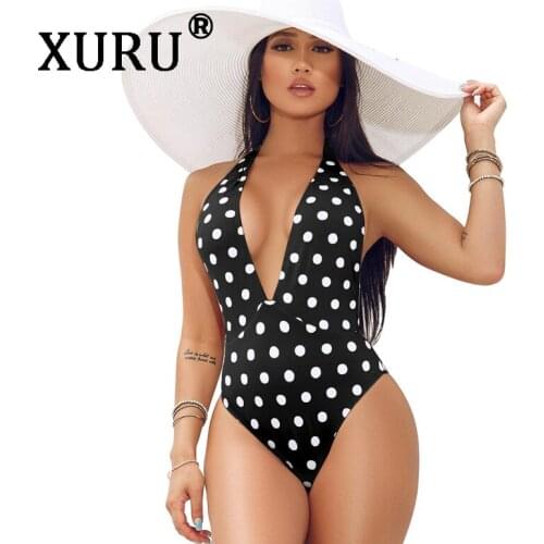 XURU summer new womens sexy one-piece swimsuit bikini sexy back straps jumpsuit bohemian beach triangle jumpsuit
