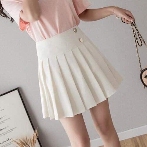 Japanese Kawaii High Waist Mini Skirt Schoolgirl Summer 2019 Pink White Black Pleated Skirt Preppy Style Sweet Women Streetwear