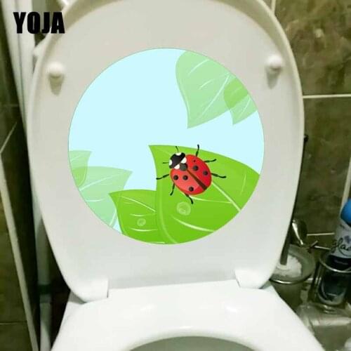 YOJA 22X22CM Creative Toilet Decal Wall Sticker Home Decor Funny Hand Painted Cartoon Ladybug Pattern T5-1067
