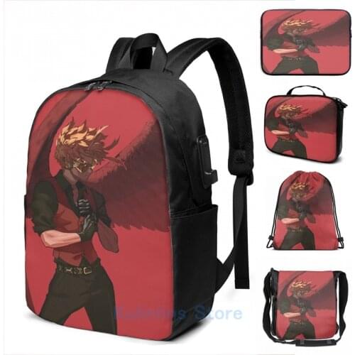 Funny Graphic print Hawks USB Charge Backpack men School bags Women bag Travel laptop bag