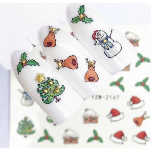 1 Pcs Fruit Christmas Nail Stickers Flowers Pplants Water Decal Cat Pattern 3D Manicure Sticker Nail Art Decoration M3N87