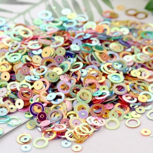 30g(2880pcs) Size 4mm Round 6mm Circle Ring PVC Loose Sequins Paillettes Sewing Wedding Confetti, Women Garments Accessories