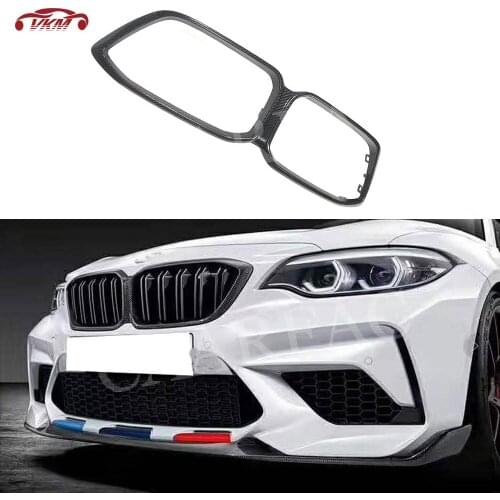2 Series Front Grille Mesh Trim Dry Carbon Fiber Grill Outline Frame Cover For BMW F87 M2C Competition 2019 2020