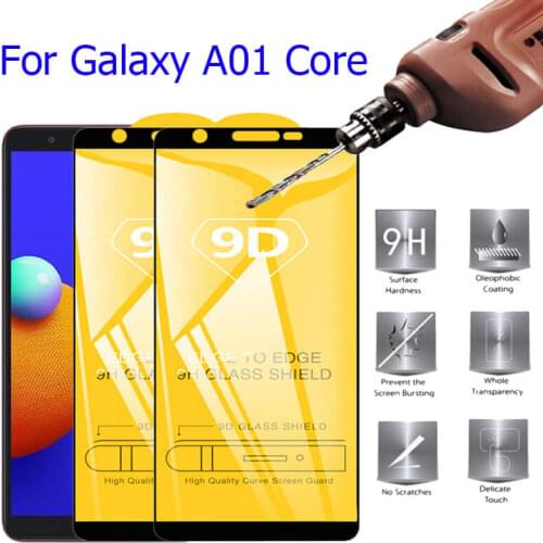 2Pcs 9D Protective Glass For samsung galaxy a01Core Glass Full Cover For Samsung A01 Core A 01 SM-A013G Safety Screen Protectors