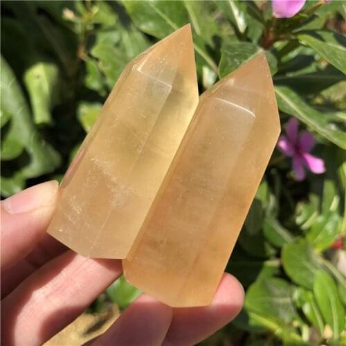 2 pieces orange calcite wand point iceland crystal tower crystal points yellow calcite citrine crystal stone meditation