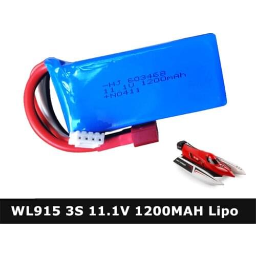3S 11.1V 1200MAH Lipo Battery 30C T plug Connector for WLtoys WL915 RC Brushless Motor Boat Spare Parts