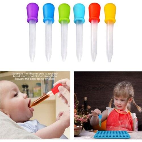 6Pcs Baby Dropper Feeder Child Device Silicone and Plastic Droppers Pipettes for Candy Molds Gummy Mold 5ML Drop Ship