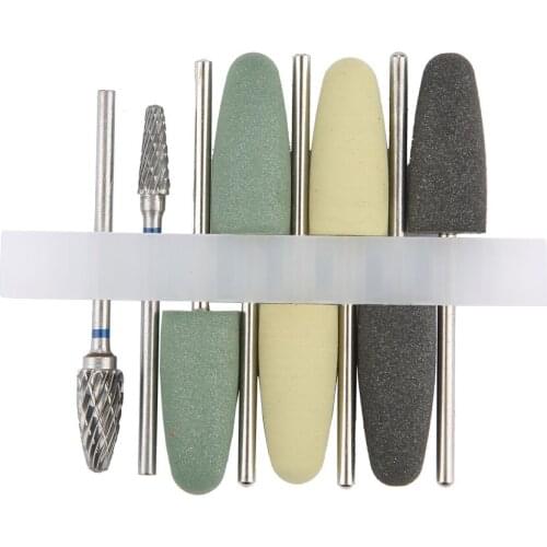 8 Pcs Grinding Head Set HP Dental Resin Base Acrylic Tungsten Carbide Steel Teeth Polishing Burs Kit 2.35mm For Smoothing Teeth