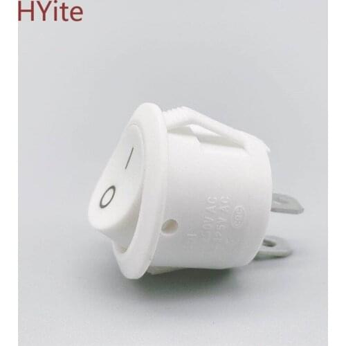 White Round Type Switchs ON-OFF SPST 2 Position Circle Boat Rocker Switch Become warped board power switch