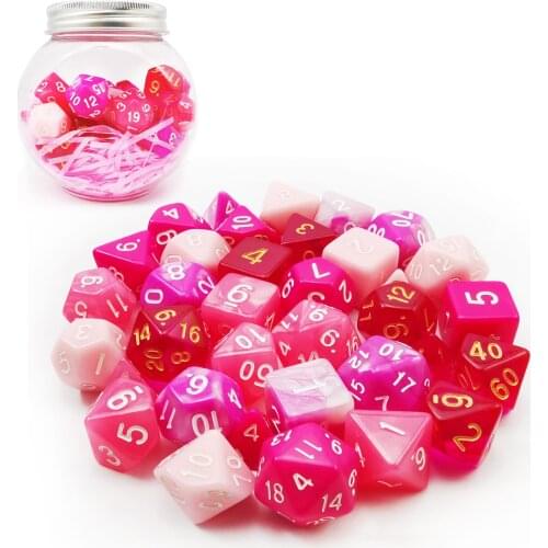 Bescon Polyhedral RPG Dice Full 35pcs Blossom Set, DND Role Playing Game Dice 5X7pcs