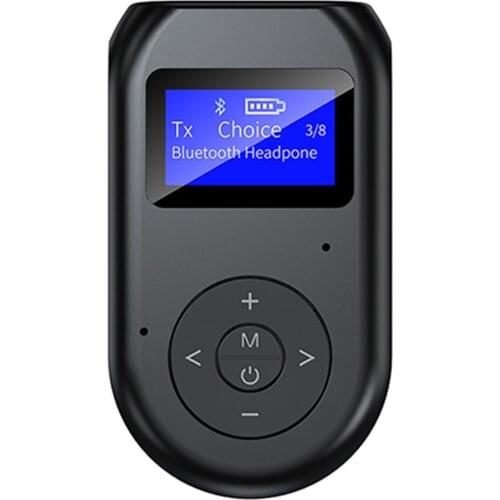 Bluetooth 5.0 Wireless Receiver RX and TX 2-in-1 BT Transmitter Receiver Wireless Audio Adapter with Mic LCD Display