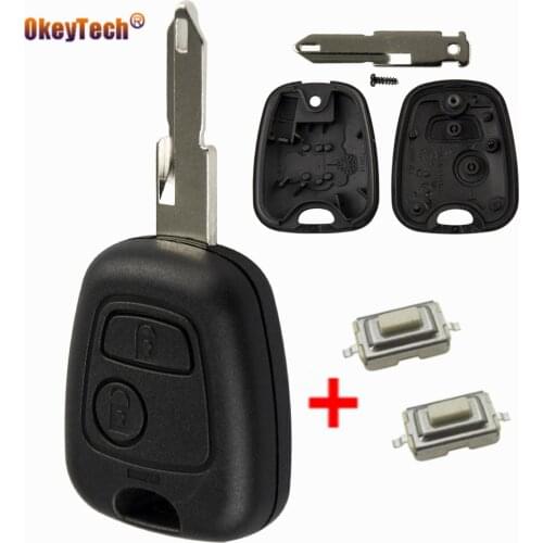 OkeyTech 2 Buttons Remote Car Key Shell Cover Fob Fit for Peugeot 106 206 306 Replacement Remote Key Car Case With 206 Blade