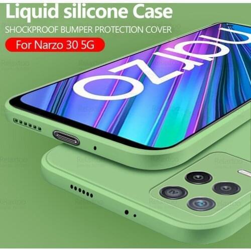 Straight Liquid Silicone Case For Oppo Realme Narzo 30 5G Realmy Realmi Relme Ralme Narzo30 Soft Shockproof Protect Cover Fundas
