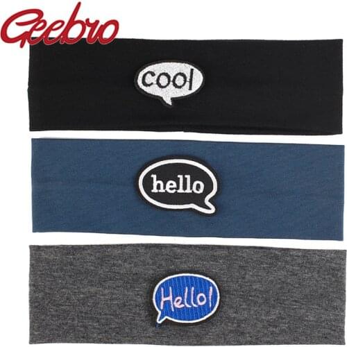 Geebro Child letter Patch Elastic Cotton Headbands Hairbands Cute Baby Girls Boys Solid Color Turbands Headwear Hair Accessories