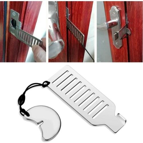 Stainless Steel Punch-free Door Locks Anti-theft Door Stop Portable Stopper Door Lock for Travel Hotel Motel Dormitory