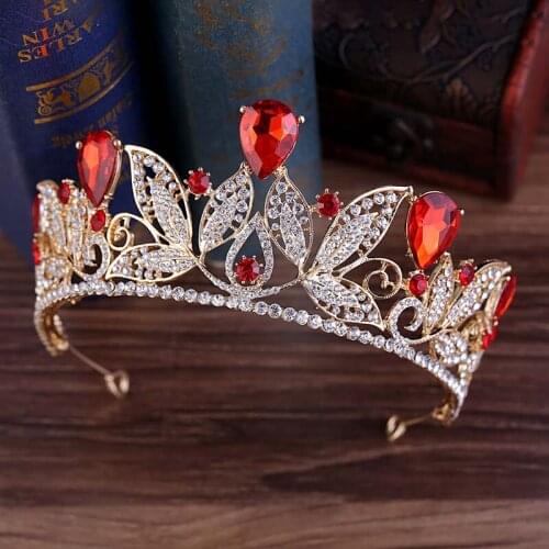 Elegant Clear Rhinestone Crystal Leaves Shape Tiaras Crown for Women Noble Queen Bride Diadem Wedding Bridal Hair Accessories SL