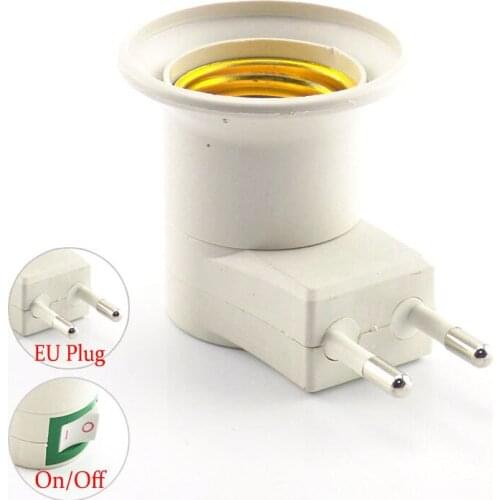 EU LED Lamp E27 Base Holder Converter For Light Bulb Adapter Female Socket EU Plug ON/OFF Button Switch To AC Power 110V 220v