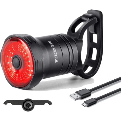 LED Cycling Tail Light USB Rechargeable Smart Bicycle Rear Light Auto Start/Stop Brake Sensing IPx6 Waterproof Bike Light MEROCA