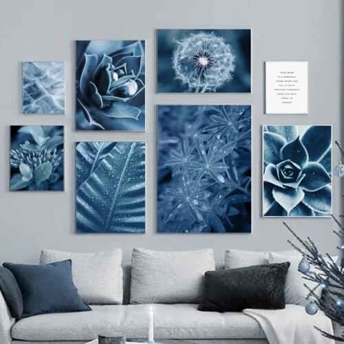 Blue Dandelion Monstera Banana Leaf Agave Nordic Posters And Prints Wall Art Canvas Painting Wall Pictures For Living Room Decor