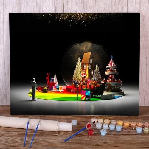 Snow Globe Painting By Numbers Set Oil Paints 40*50 Oil Painting Wall Decoration Crafts For Adults Wall Handicraft