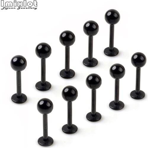 20pcs/lot 16G Black Surgical Steel Labret Lip Piercing Rings Ear Cartilage Earrings Piercing Ombligo Ear Piercing Body Jewelry