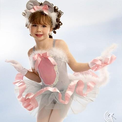 Beauty Ballet Dance Dresses For Girl Pink Color Sleeveless Brace Tutu bubble Fashion Children Cartoon Stage Compete Suits B169
