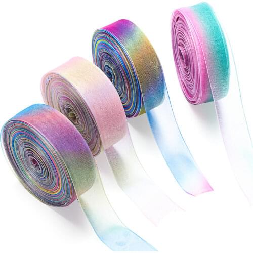 50 Yards 1 Inch Wide Iridescent Color Shimmer Band Ribbon Rainbow Wrapping Ribbon Satin Ribbon for Package Wrapping Craft
