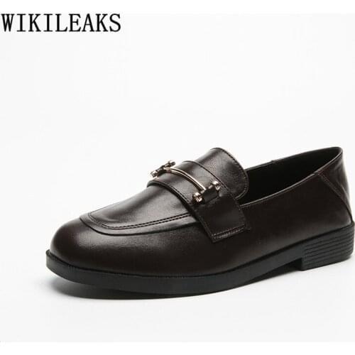 Slip on Lolita Shoes for Women Leather Casual Shoes Loafers Women Oxford Shoes for Women Korean Fashion Low Heels Zapatos Mujer